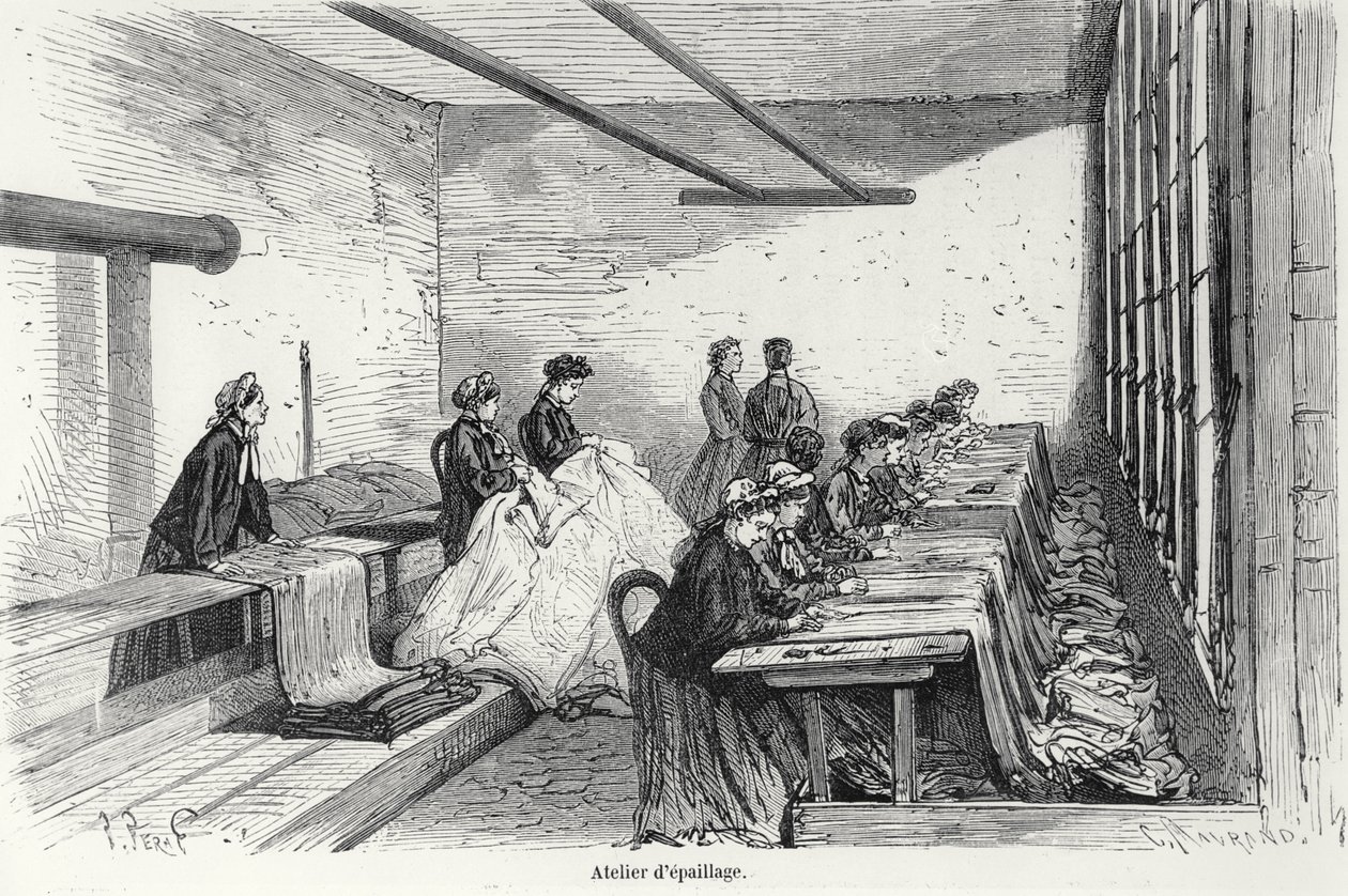 1874 में तुर्गन, पेरिस से क्लिची में राउटर डाइंग वर्कशॉप द्वारा फ्रेंच स्कूल