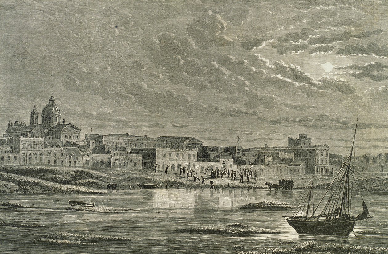 1860 के दशक में ब्यूनस आयर्स (उत्कीर्णन) द्वारा फ्रेंच स्कूल