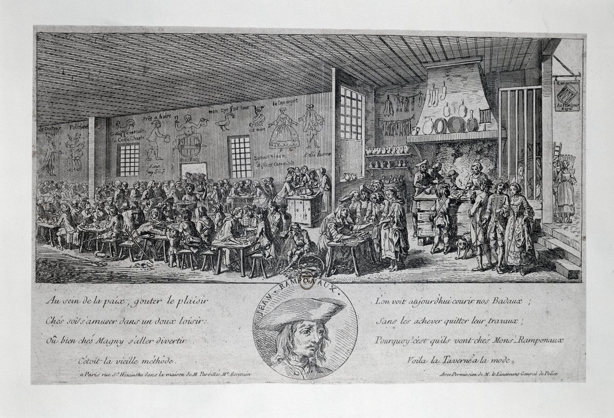 कैबरे डू टैम्बोर रॉयल जीन रैम्पोन्यू (1724-1802) द्वारा उत्कीर्णन। फ्रांस द्वारा फ्रेंच स्कूल
