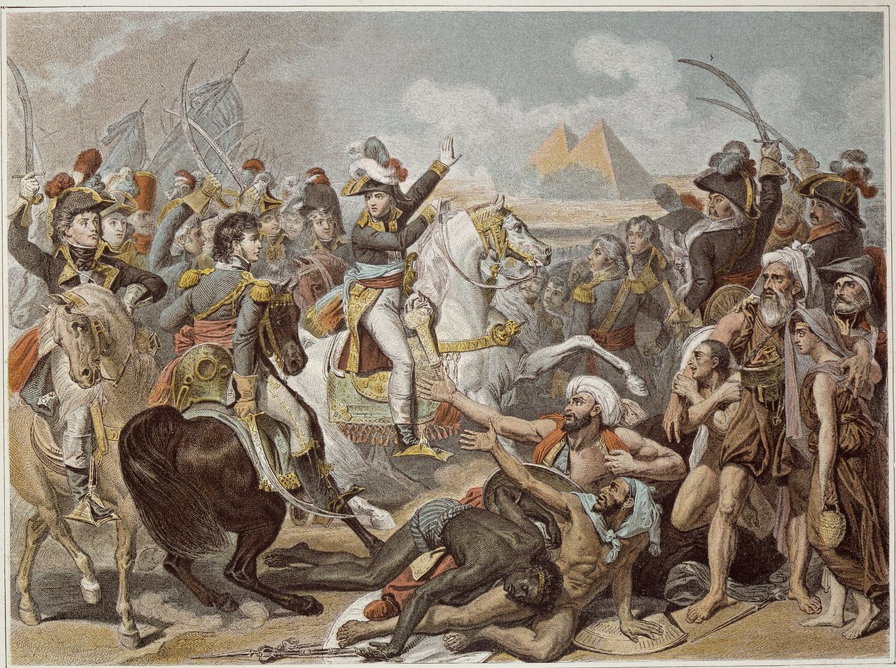 मिस्र का अभियान (अभियान) (1798-1801): पिरामिड की लड़ाई में नेपोलियन (21 जुलाई) द्वारा फ्रेंच स्कूल