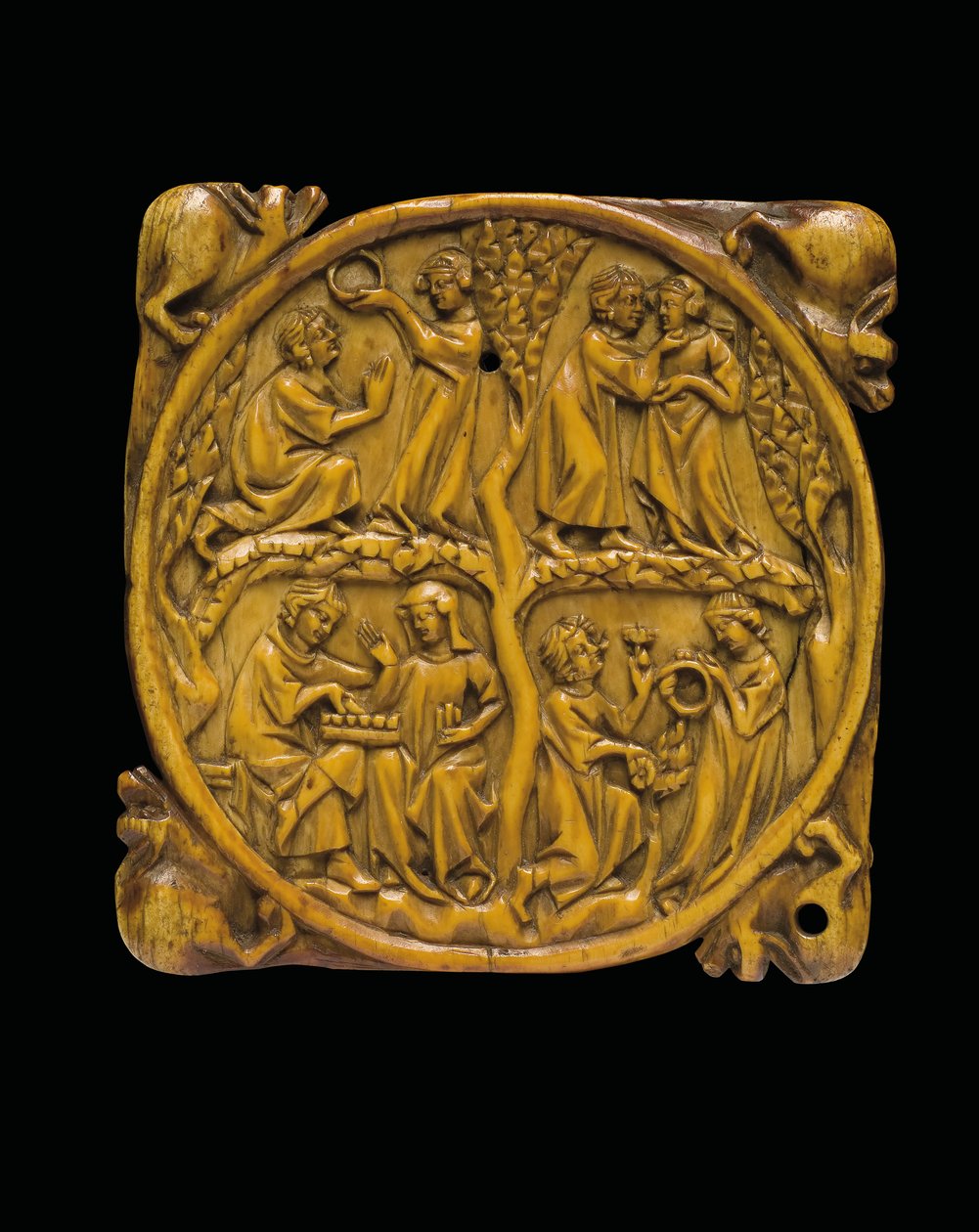 नक्काशीदार दर्पण केस कवर, पेरिस, c.1310-20 द्वारा फ्रेंच स्कूल
