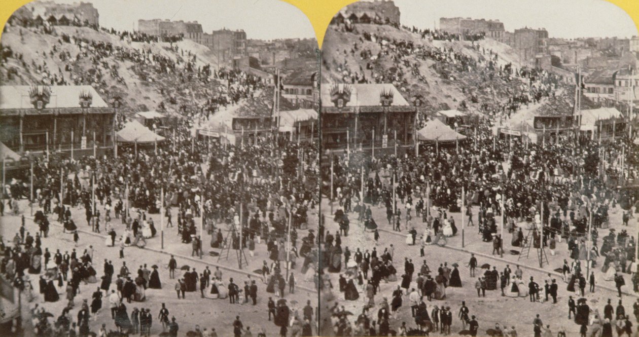 Montmartre, पेरिस, त्रिविम दृश्य में उत्सव, c.1860 द्वारा फ्रेंच स्कूल