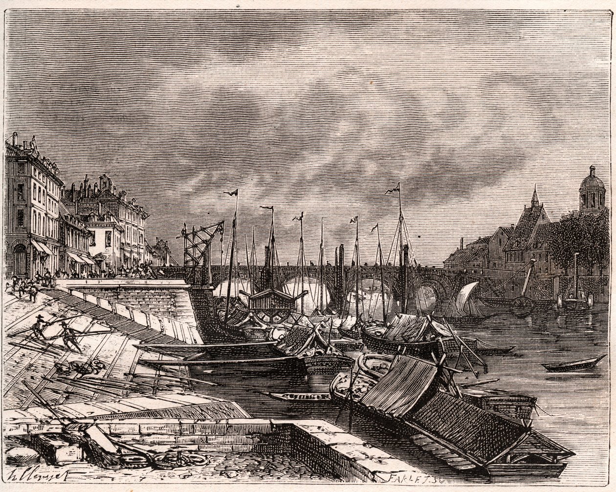 Chalon-sur-Saone (Chalon sur Saone) - Saone-et-Loire - V.-A द्वारा "ला फ्रांस चित्रण: भूगोल, इतिहास, सांख्यिकीय प्रशासन" में उत्कीर्णन। माल्ट-ब्राउन। १८८४ द्वारा फ्रेंच स्कूल