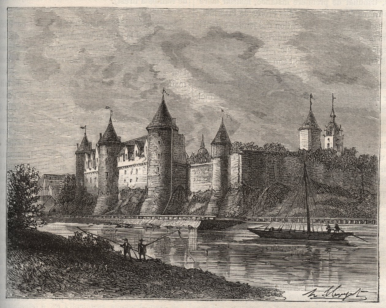 Chateau de Josselin - Morbihan en Bretagne - VA माल्ट-ब्राउन द्वारा "ला फ्रांस चित्रण: भूगोल, इतिहास, सांख्यिकीय प्रशासन" में उत्कीर्णन। १८८४ द्वारा फ्रेंच स्कूल