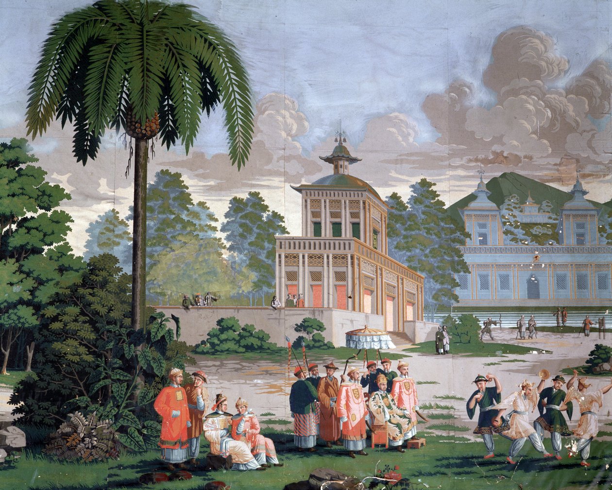 Chinoiserie - सेंट मालो (सेंट-मालो) में होटल डी प्लॉअर में वॉलपेपर। द्वारा फ्रेंच स्कूल