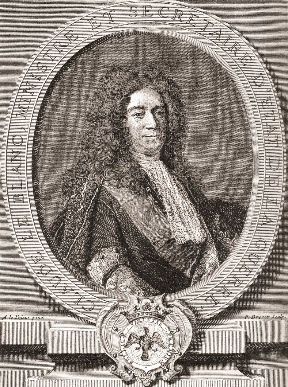 क्लाउड ले ब्लांक, 1669 1728. एशियन शासन के फ्रांसीसी शाही अधिकारी और युद्ध के लिए दो बार राज्य सचिव। लेस हेयर्स लाइब्रेस से 1908 प्रकाशित। द्वारा फ्रेंच स्कूल