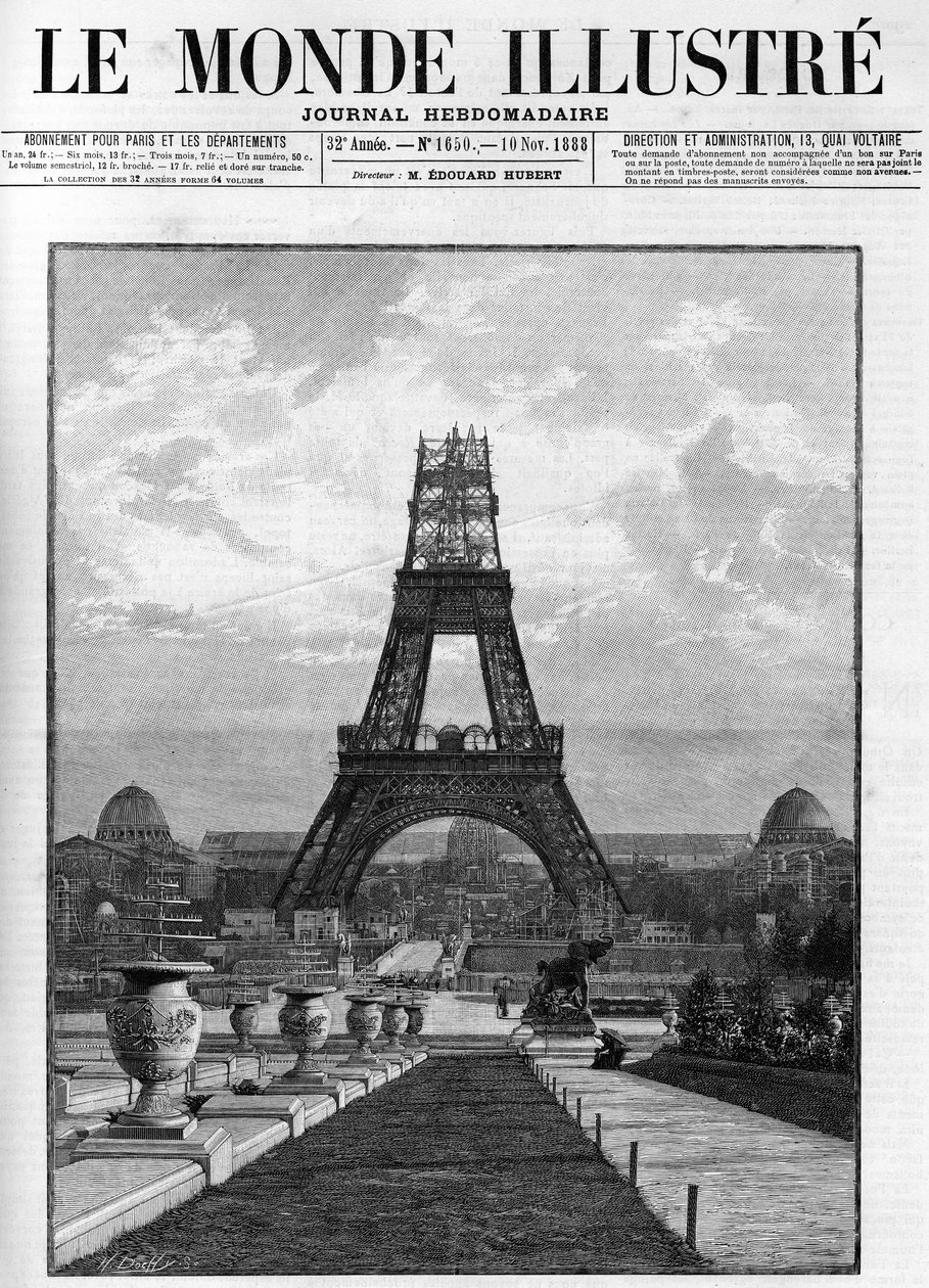 1888 में पेरिस में एफिल टॉवर (176 मीटर) का निर्माण। द्वारा फ्रेंच स्कूल