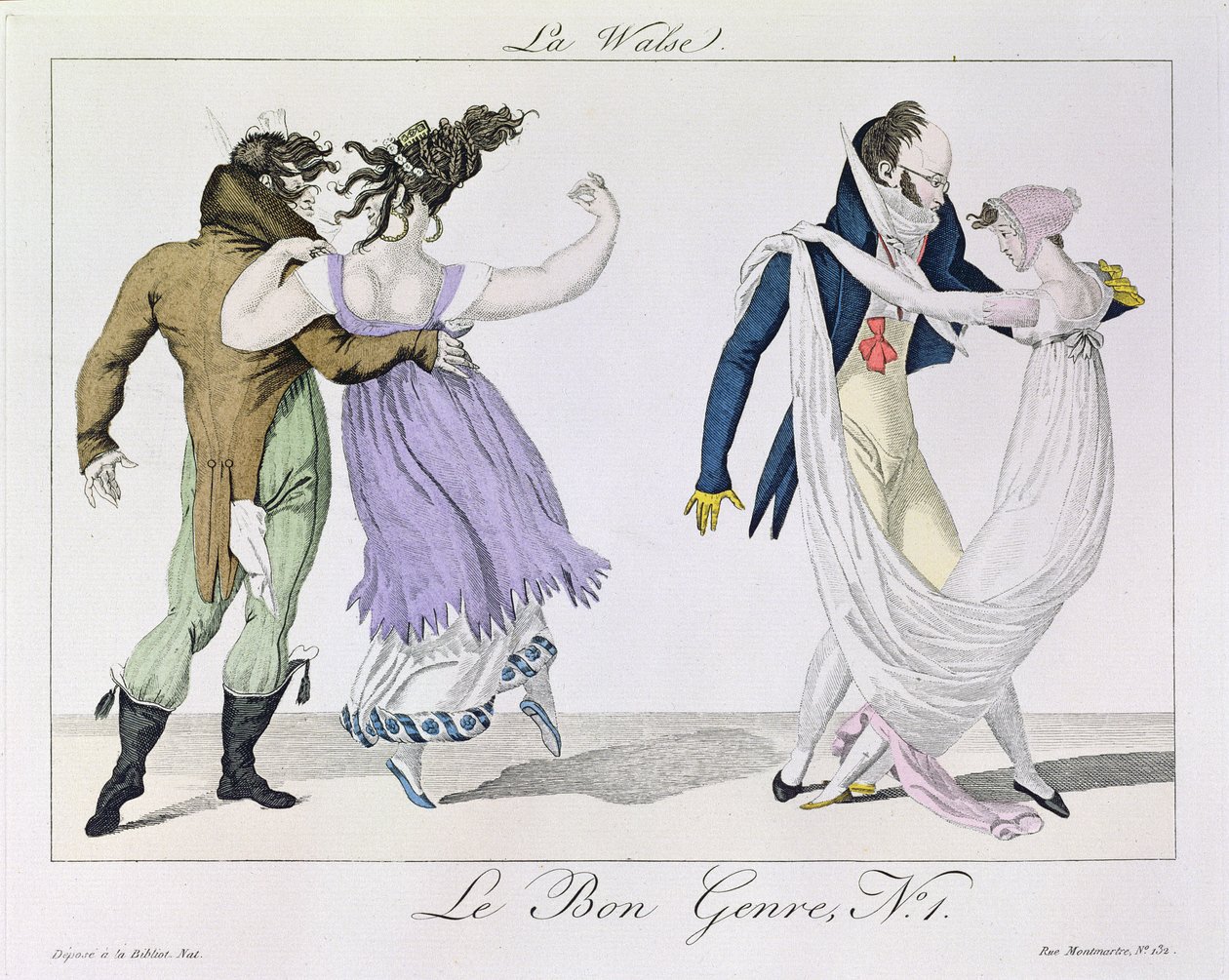 Le Bon Genre से जोड़े नृत्य, वाल्ट्ज, c.1810 द्वारा फ्रेंच स्कूल