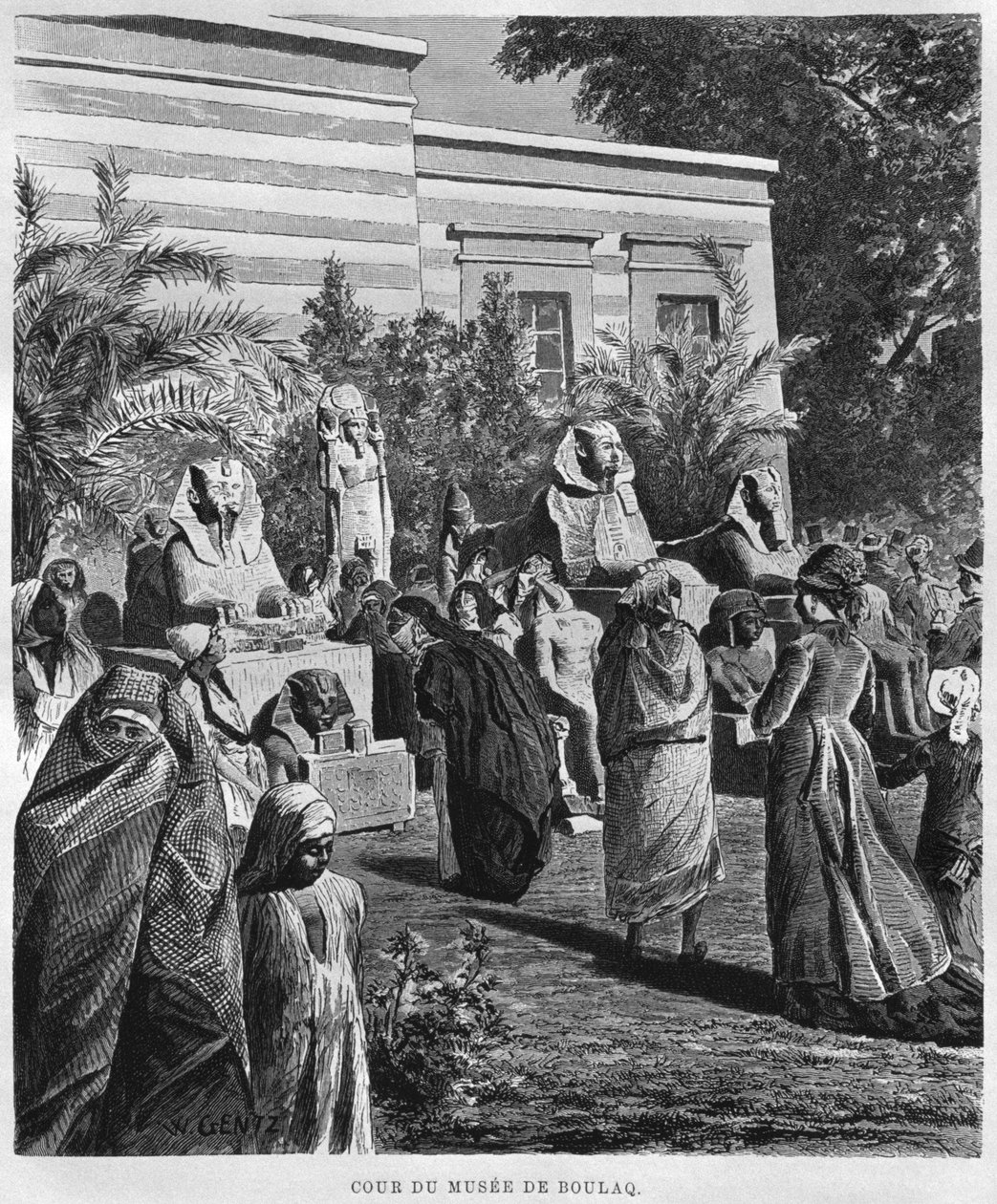 संग्रहालय का प्रांगण, बुलेक, जॉर्ज मोरिट्ज आइबर्स (1837-98) के लिजीप से, 1881 (बीडब्ल्यू उत्कीर्णन) द्वारा फ्रेंच स्कूल