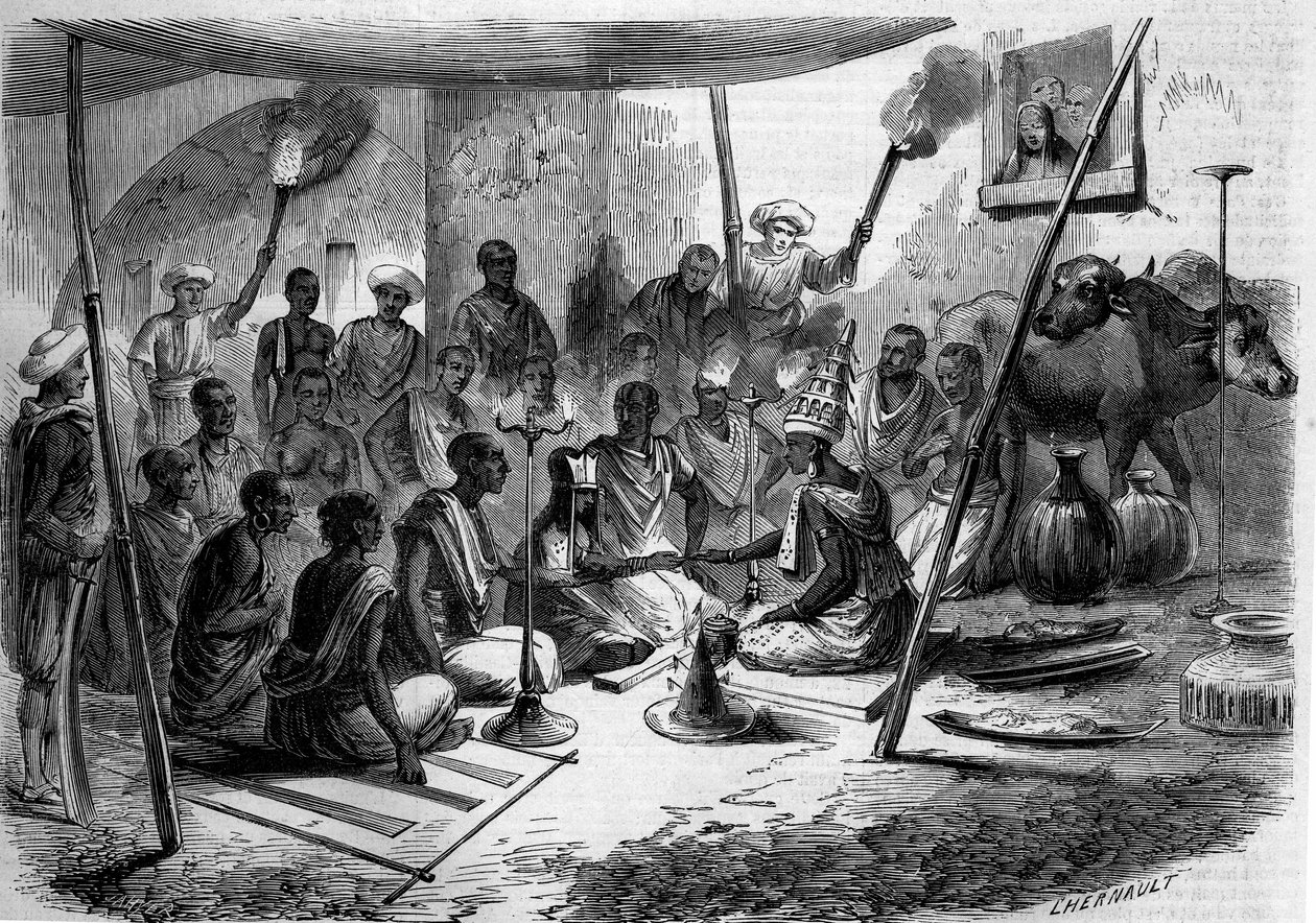 भारत में प्रथा - विवाह: एक शादी का घरेलू समारोह द्वारा फ्रेंच स्कूल