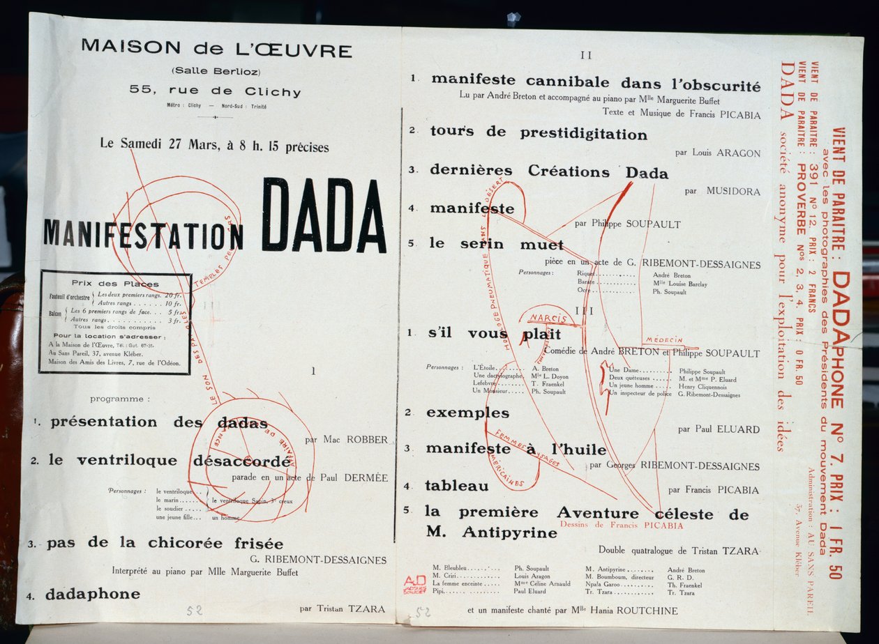 दादा घोषणापत्र, c.1921 द्वारा फ्रेंच स्कूल