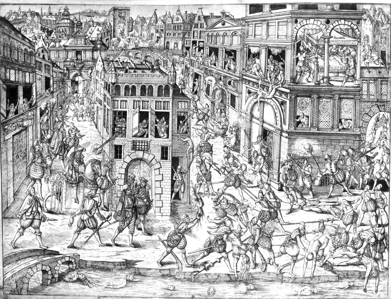 1572 में सेंट बार्थोलोमेव नरसंहार के समय एडमिरल गैसपार्ड II डी कॉलगैन (1519-72) की मृत्यु द्वारा फ्रेंच स्कूल