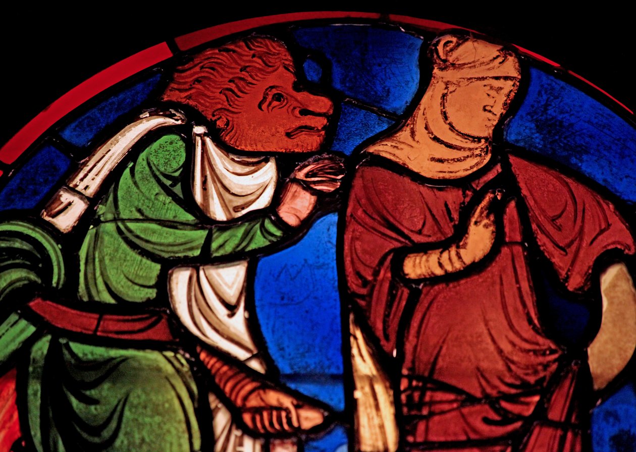 एक शैतान और एक महिला, पूर्व Ste Chapelle, बे डी का चित्रण द्वारा फ्रेंच स्कूल