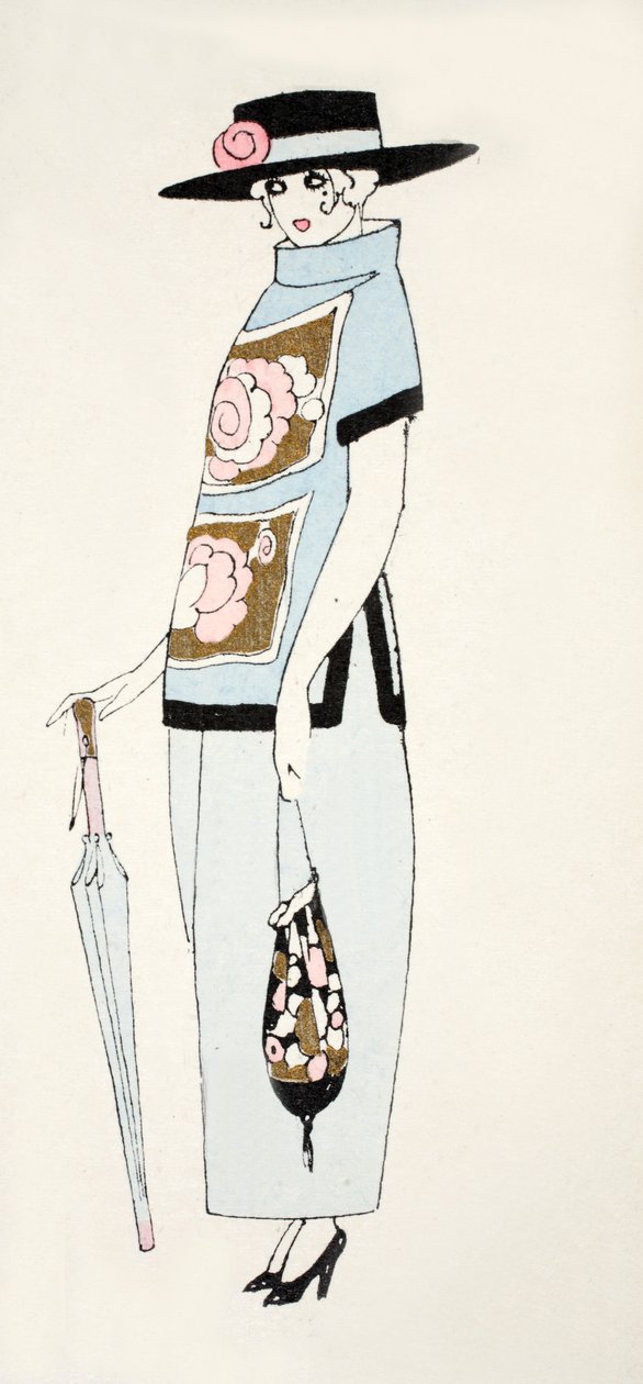 डे ड्रेस के लिए डिज़ाइन, c.1919 (पॉचो प्रिंट द्वारा फ्रेंच स्कूल