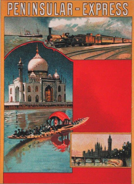 प्रायद्वीपीय एक्सप्रेस के विज्ञापन वाले पोस्टर के लिए डिज़ाइन, 20वीं सदी की शुरुआत में। (रंग लिथो) द्वारा फ्रेंच स्कूल