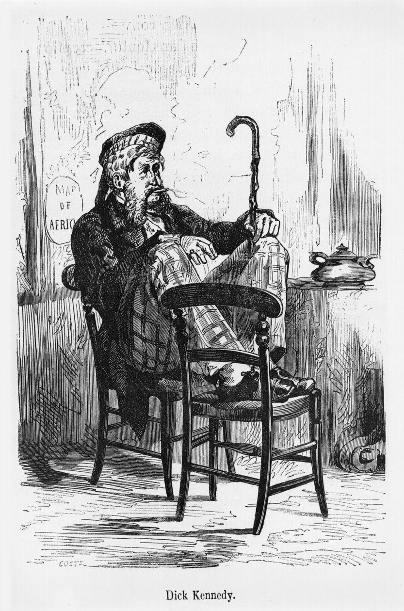 डिक कैनेडी, जूल्स वर्ने (1828-1905) पेरिस, हेटल द्वारा एक गुब्बारे में पांच सप्ताह का चित्र द्वारा फ्रेंच स्कूल