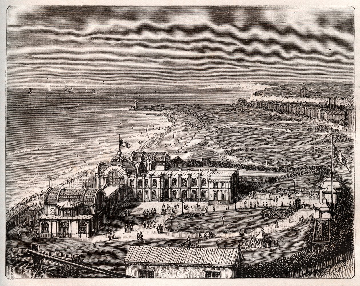 Dieppe - नॉरमैंडी - VA माल्ट-ब्राउन द्वारा "ला फ्रांस चित्रण: भूगोल, इतिहास, सांख्यिकीय प्रशासन" में उत्कीर्णन। 1884 द्वारा फ्रेंच स्कूल