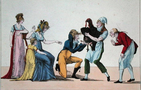 डिंडोनाडे या वैक्सीन का प्रतिद्वंद्वी, c.1800 (रंगीन उत्कीर्णन) द्वारा फ्रेंच स्कूल