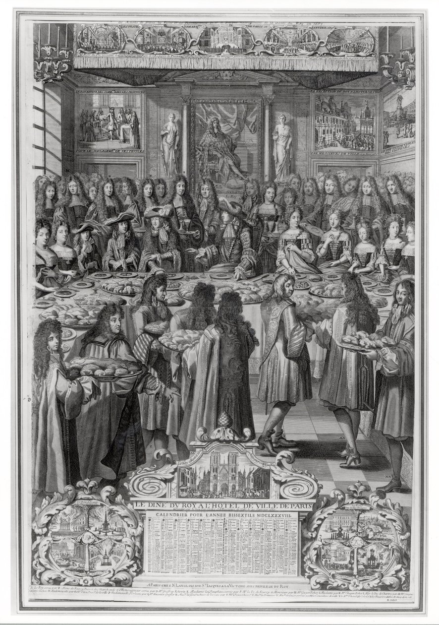 30 जनवरी 1687 को कैलेंडर डे विले में 30 जनवरी 1687 को होटल डे विले में लुई XIV (1638-1715) का डिनर द्वारा फ्रेंच स्कूल