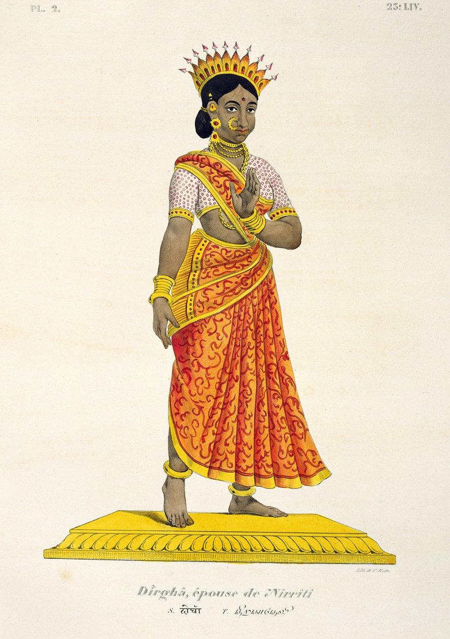 सी। डी मोट्टे (1785-1836) द्वारा उकेरी गई निर्थिती की दुर्गा पत्नी द्वारा फ्रेंच स्कूल