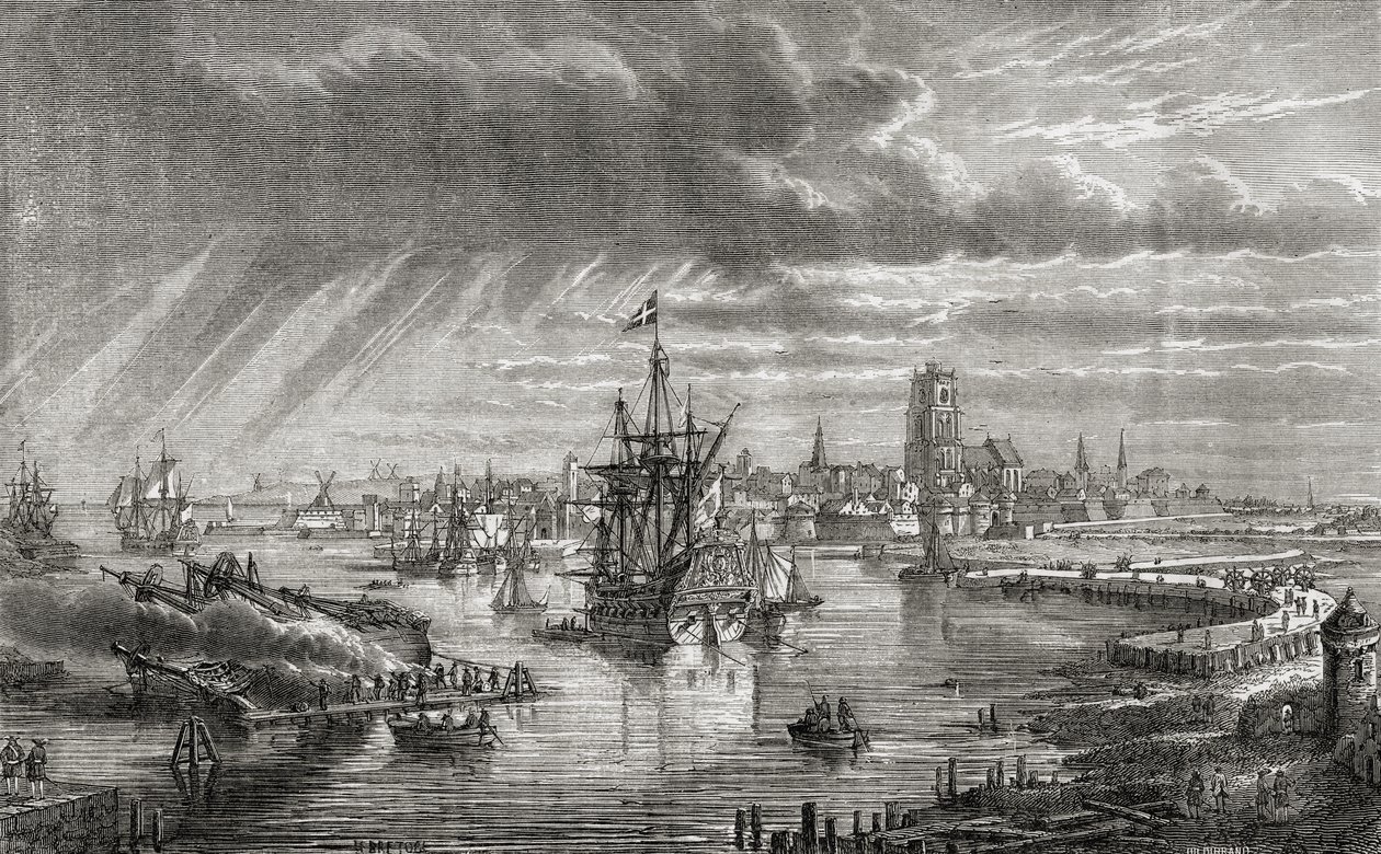डुनकिर्क, फ्रांस, 18 वीं शताब्दी में, लुईस ब्लैंक (1811-82) द्वारा &39;हिस्टोइरे डी ला रिवोल्यूशन फ्रैंकेइस&39; से, हिल्ड्रिबैंड द्वारा उत्कीर्ण, 1847-62 द्वारा फ्रेंच स्कूल