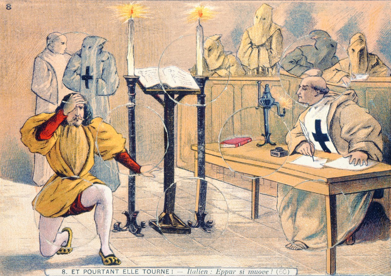 और फिर भी यह चलता है, 1633 में गैलीलियो गैलीली (1564-1642) का परीक्षण द्वारा फ्रेंच स्कूल