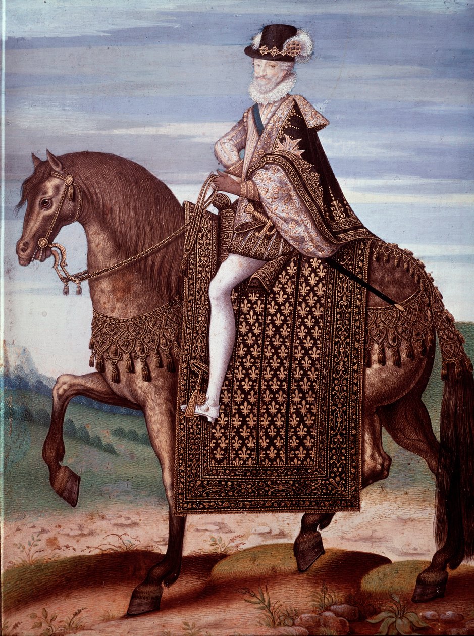 हेनरी चतुर्थ का घुड़सवारी चित्र (1553-1610) फ्रांस के राजा (फ्रांस के राजा हेनरी चतुर्थ का चित्र) बेनामी पेंटिंग द्वारा फ्रेंच स्कूल