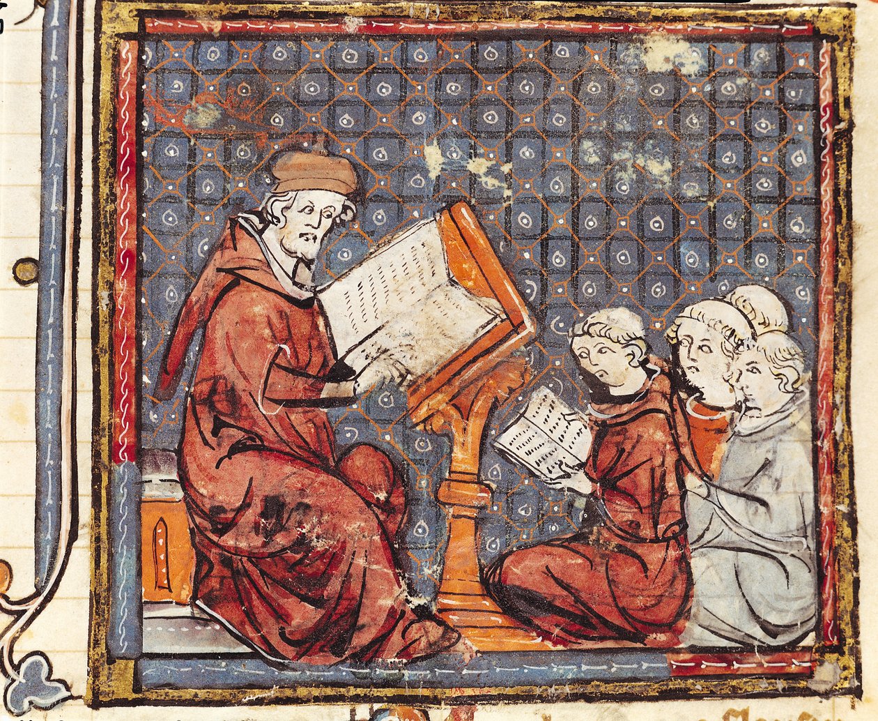 F.277r एक दार्शनिक डी फ्रांस, 1375-79 से पेरिस में एक दार्शनिक अध्यापन द्वारा फ्रेंच स्कूल