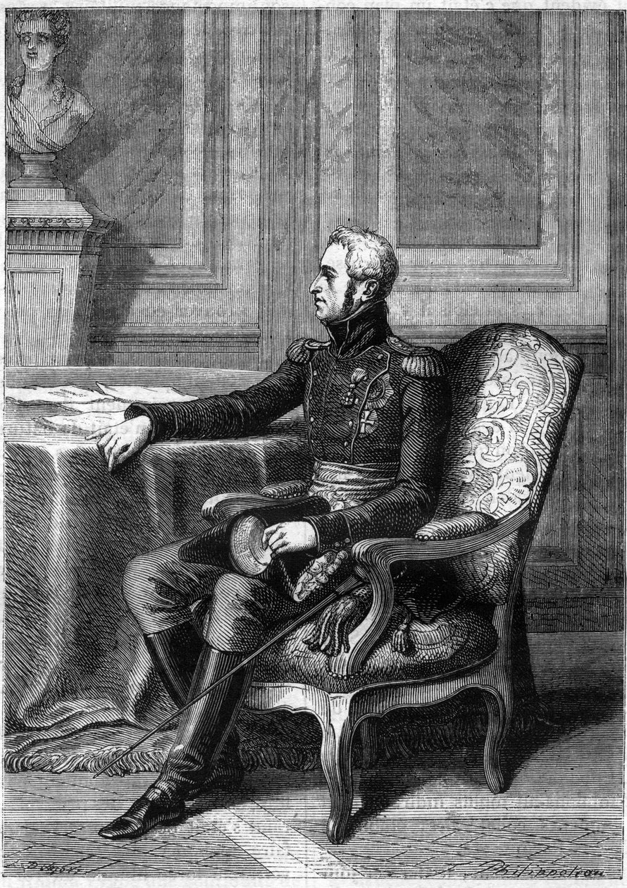 डेनमार्क के फ्रेडरिक VI - डेनमार्क के फ्रेडरिक VI राजा (1768-1839) का पोर्ट्रेट - एडोल्फ थियर्स द्वारा "" वाणिज्य दूतावास के इतिहास के बाद साम्राज्य का इतिहास" में - 1879 - निजी संग्रह द्वारा फ्रेंच स्कूल