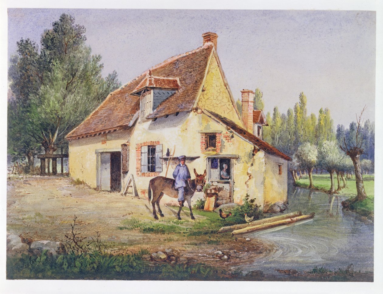 एपर्ने क्षेत्र में खेत, c.1850 (कागज पर wc) द्वारा फ्रेंच स्कूल