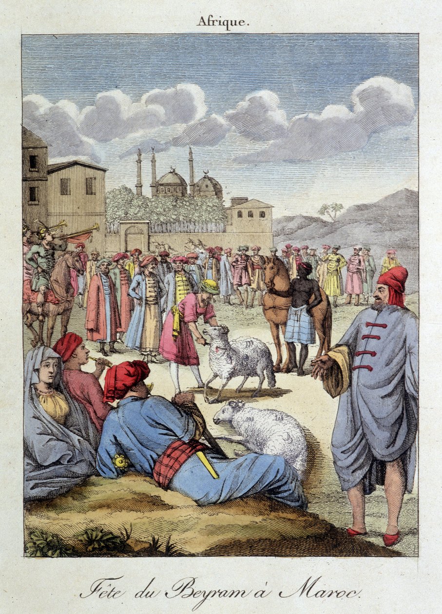 मोरक्को में Fete du Beyram (सहायता) और भेड़ की बलि - "" लोगों की आदतें और रीति-रिवाज "", एड होक्वार्ट, पेरिस द्वारा फ्रेंच स्कूल