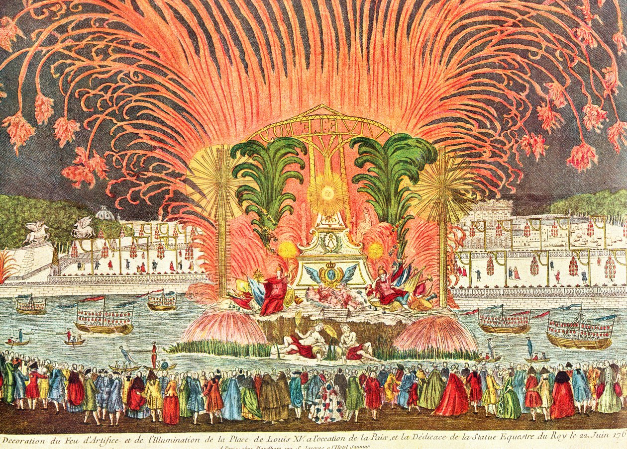20 जून 1763 को राजा की बराबरी की प्रतिमा के समर्पण के अवसर पर प्लेस लुई XV में आतशबाज़ी प्रदर्शन (देखें 159166 भी) द्वारा फ्रेंच स्कूल