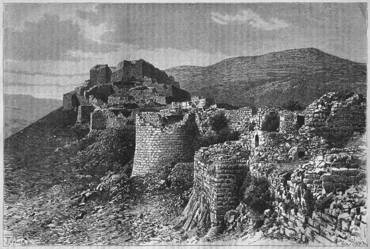 सीरिया से आज बनियास का किला। फेनिशिया, लेबनान और जुडिया की यात्रा करें। 1875-1880 लुईस चार्ल्स एमिल लॉरेट, 1884 (बीडब्ल्यू उत्कीर्णन) द्वारा फ्रेंच स्कूल