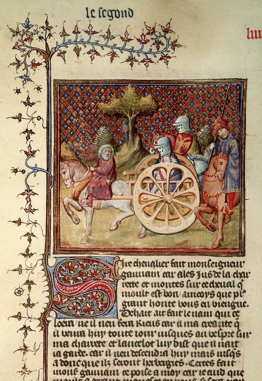 Fr.119 fol.312v Lancelot, कार्ट की नाइट, 1344 द्वारा फ्रेंच स्कूल