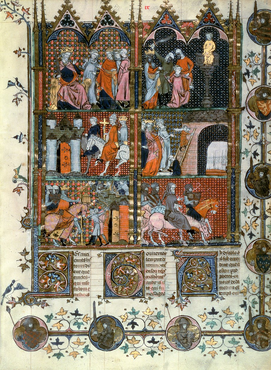 Fr 22495 f.9 द क्रूसेड्स: द टेकिंग ऑफ जेरूसलम द्वारा तुर्क और ईसाइयों का नरसंहार, ले रोमन डी गोदेफ्रोई डी बाउलोन से द्वारा फ्रेंच स्कूल