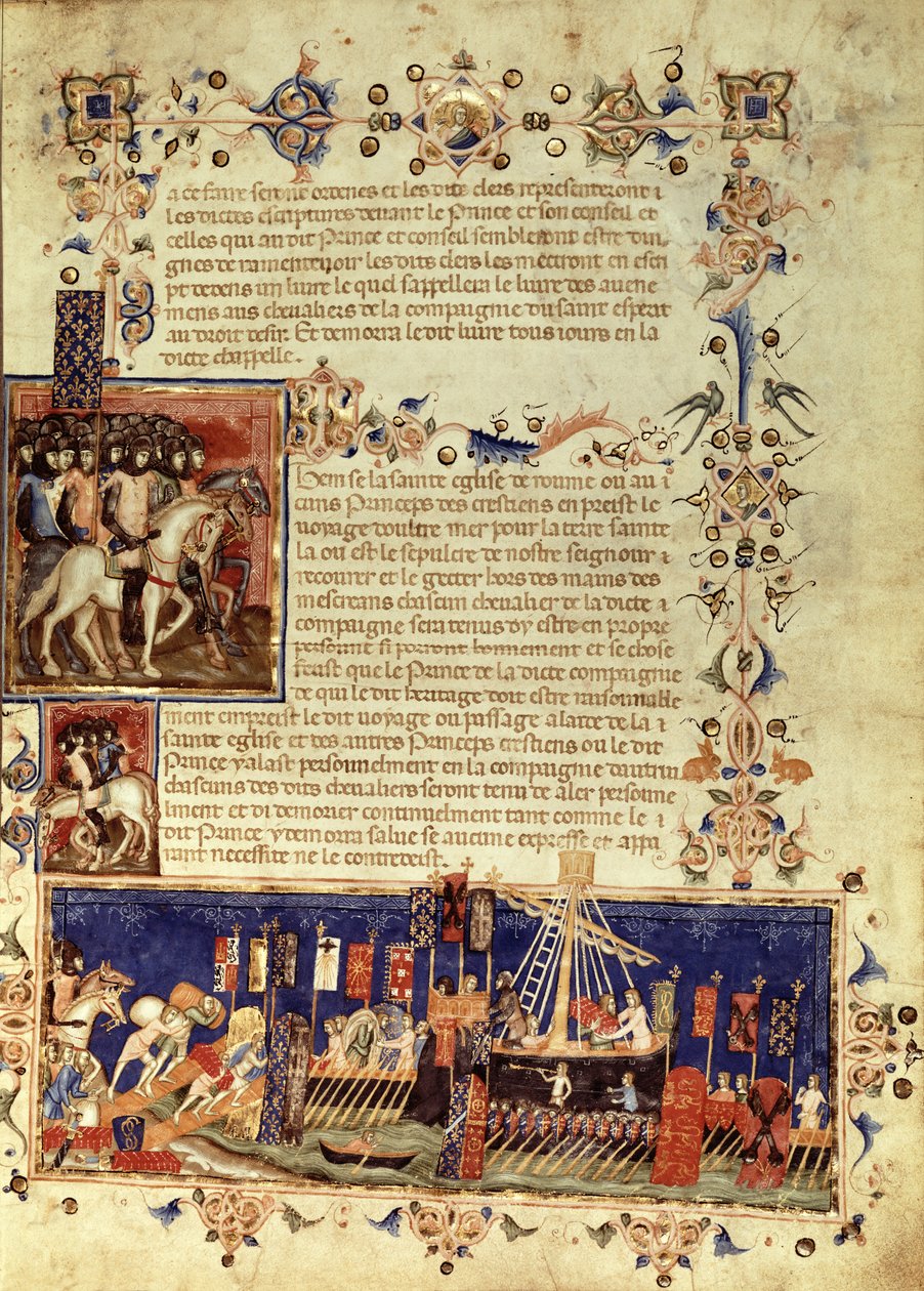 Fr 4274 fol.6 क्रूसेड्स के लिए प्रस्थान, 1352 द्वारा फ्रेंच स्कूल