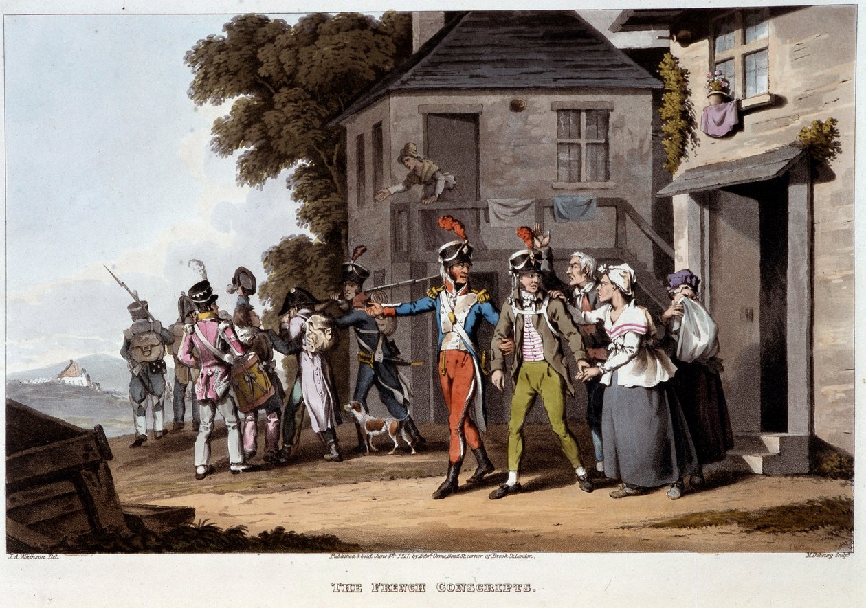 फ्रेंच कॉन्स्क्रिप्ट्स, c.1814 (कलर लिथो) द्वारा फ्रेंच स्कूल