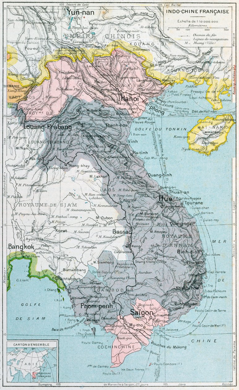 इंडोचीन का फ्रांसीसी स्कूल पाठ्यपुस्तक मानचित्र, 1905 द्वारा फ्रेंच स्कूल