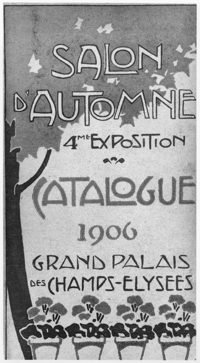 ग्रांड पेलेस, पेरिस, 1906 में चौथे सैलून dAutomne के लिए कैटलॉग के सामने कवर चित्रण द्वारा फ्रेंच स्कूल