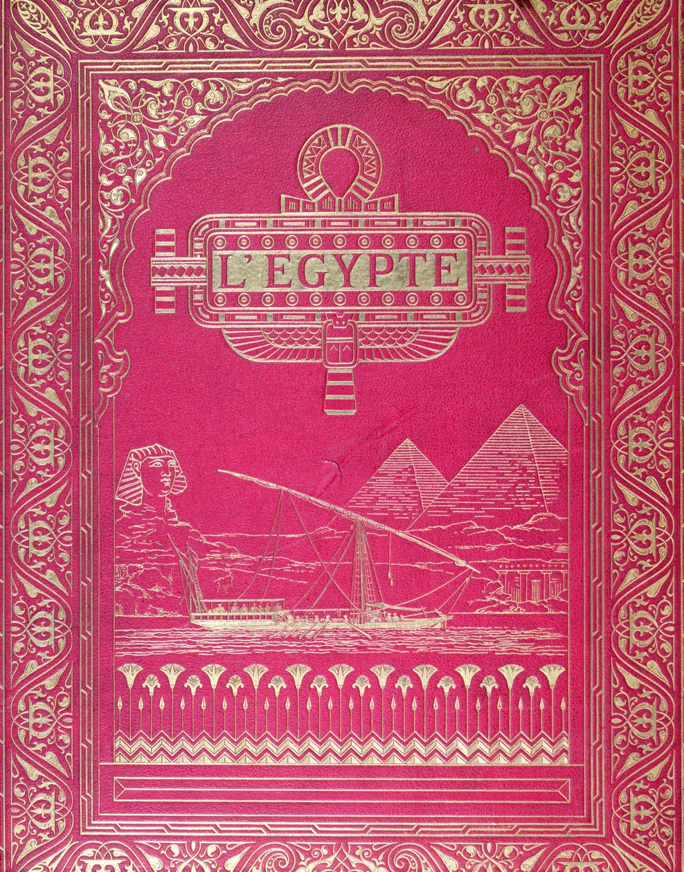 पेरिस, 1880 (लाल चमड़ा और सोने) में प्रकाशित जी। ईबर्स द्वारा लिजीज़ का फ्रंट कवर द्वारा फ्रेंच स्कूल