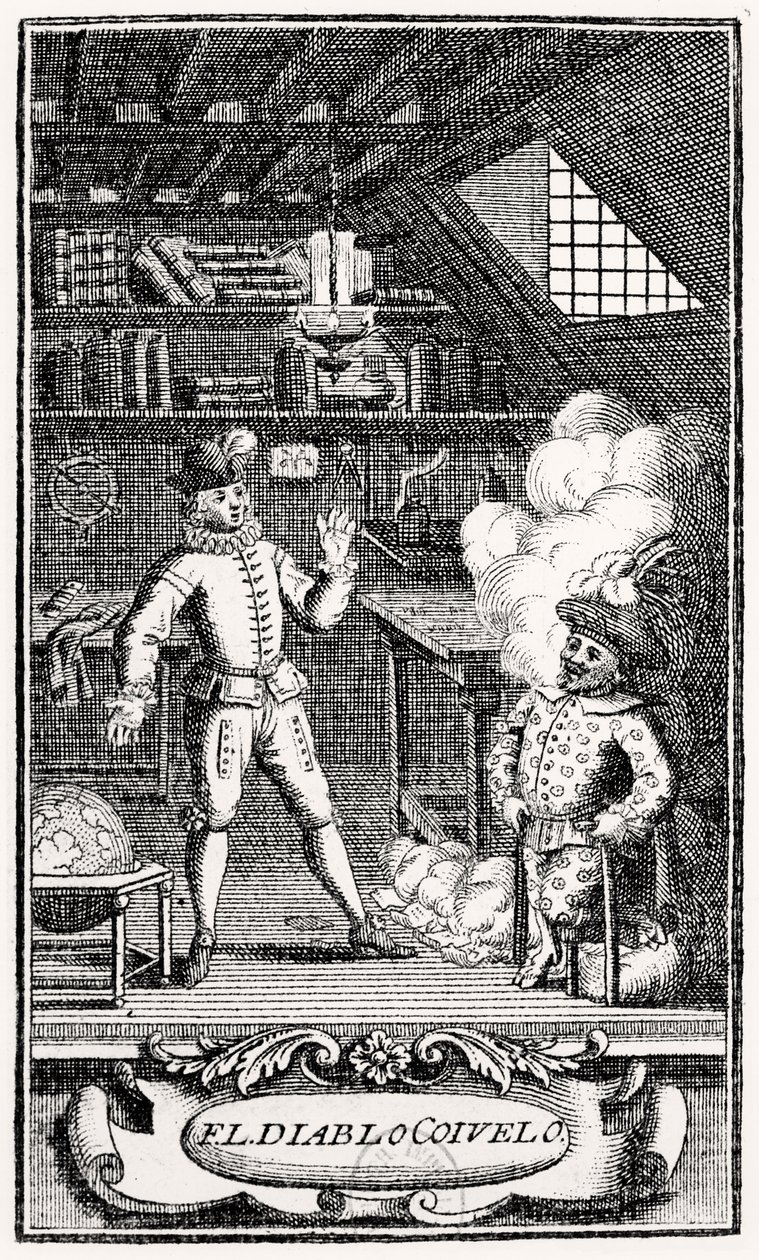 डबर्केल द्वारा "द डेविल ऑन टू स्टिक" के लिए फ्रंटस्पाईज, c.1787 द्वारा फ्रेंच स्कूल