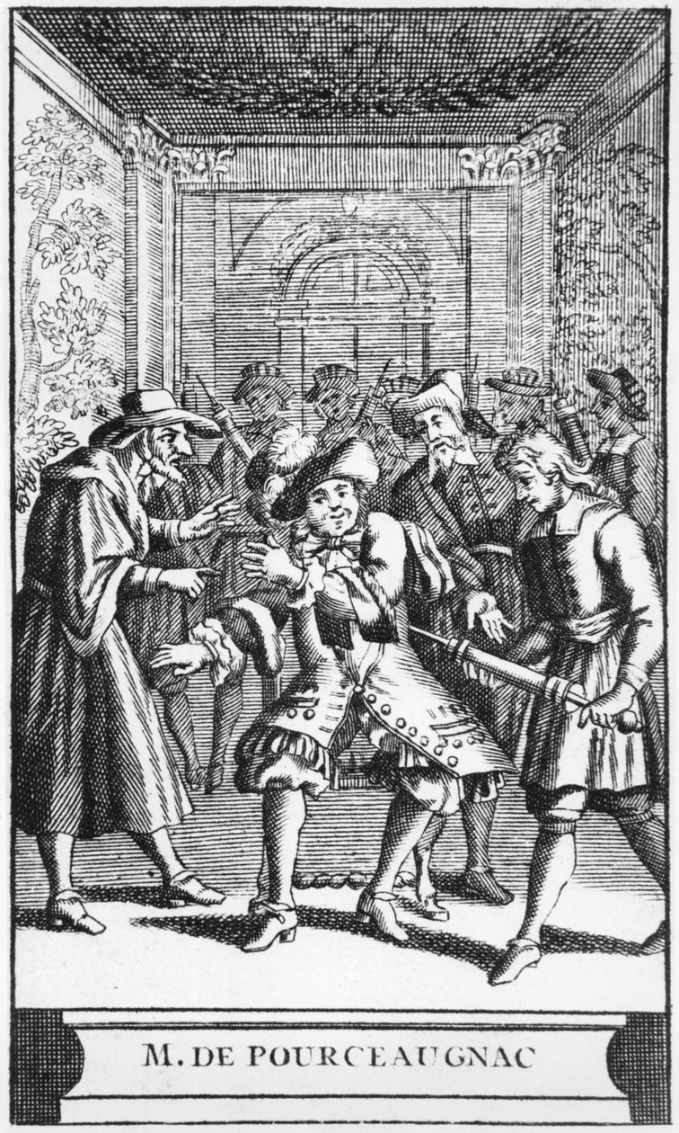 मोलीयर द्वारा मोन्सियूर डी पौरसेगुनेक के सामने का चित्रण, c.1669 द्वारा फ्रेंच स्कूल