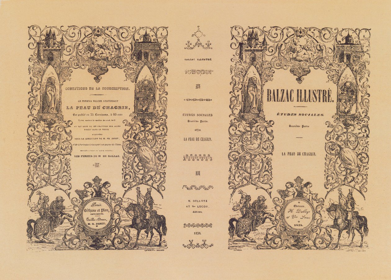 डेलो और लेको, 1838 द्वारा ऑनर डी बाल्ज़ाक (1799-1850) के कार्यों के एक सचित्र संस्करण से ला पियो डी चग्रीन के सामने का मैदान द्वारा फ्रेंच स्कूल