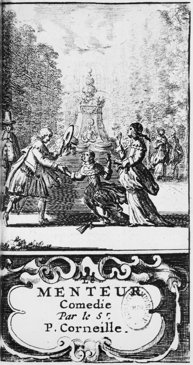 1664 में एम्स्टर्डम में प्रकाशित पियरे कॉर्निले (1606-84) द्वारा द लियर ऑफ फ्रंटियर द्वारा फ्रेंच स्कूल