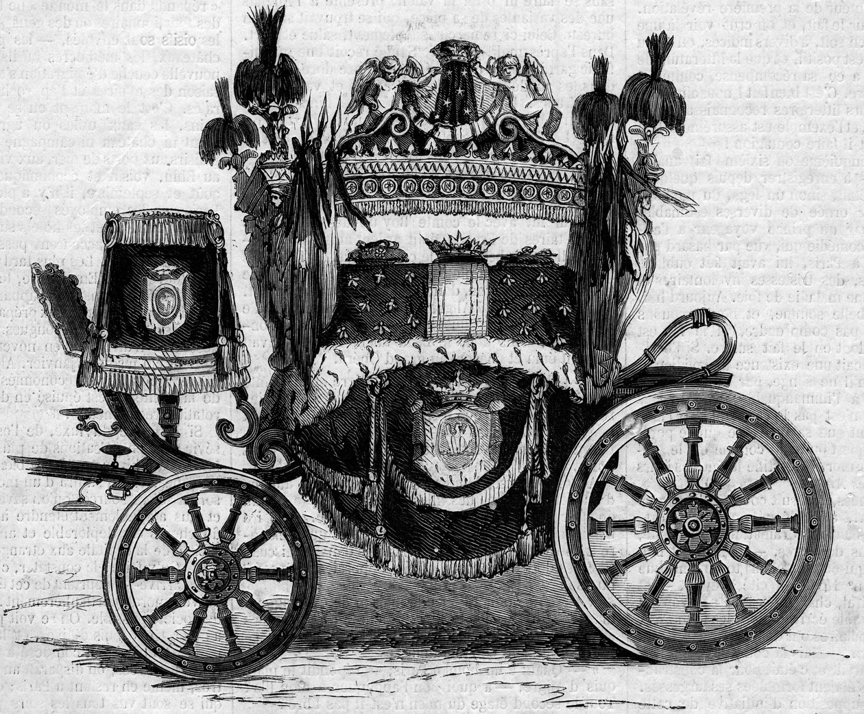 प्रिंस जेरोम बोनापार्ट (1784-1860) की समाधि के दौरान इस्तेमाल किए गए फनब्रे टैंक। 7 जुलाई 1860 के "" ले मोंडे इलस्ट्र्रे"" एन ° 169 में उत्कीर्णन। द्वारा फ्रेंच स्कूल
