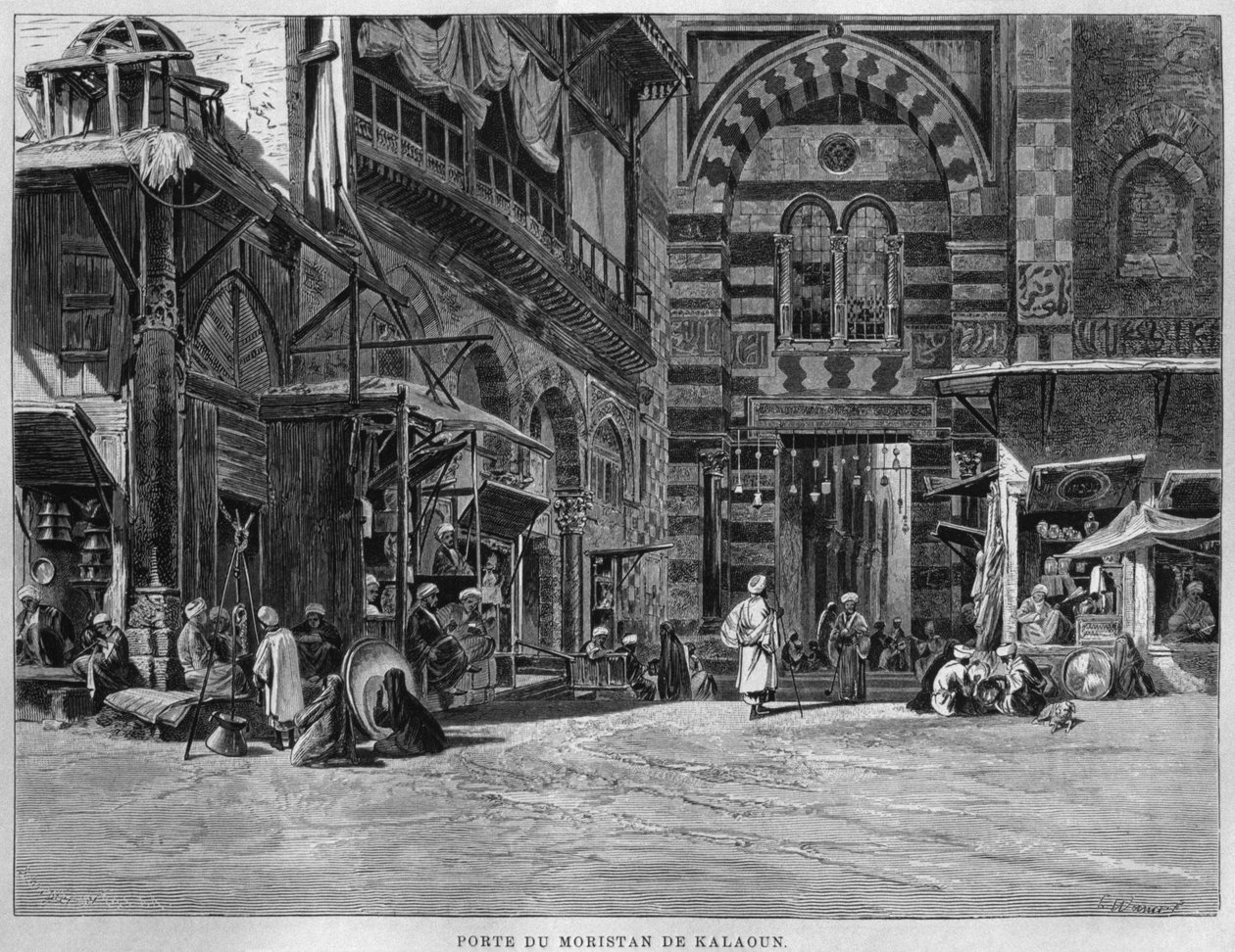 जॉर्ज मोरिट्ज एबर्स द्वारा 1881 में बायजीस्टैंडा क़लाविम का गेट, लेफ़िज़ से द्वारा फ्रेंच स्कूल