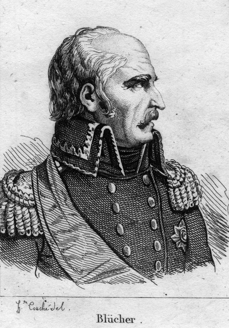 गेभार्ड लेबेरेक्ट, प्रिंस ब्लूचर वॉन वाह्लस्टैट (1742-1819), प्रशिया मारेचल। 19वीं सदी की नक्काशी। द्वारा फ्रेंच स्कूल