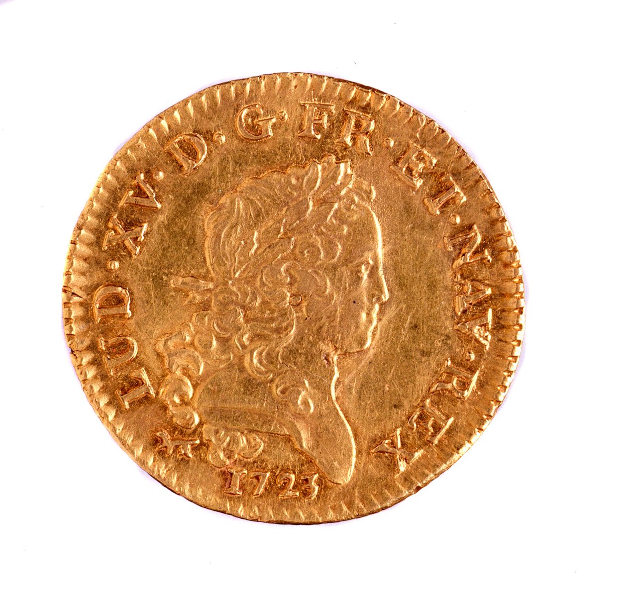 गोल्डन फ्रेंच लुई, राजा लुई XV (1715-1774) 1723 Diam का शासन। २,३ सेमी नेपल्स, संग्रहालय पुरातत्व द्वारा फ्रेंच स्कूल