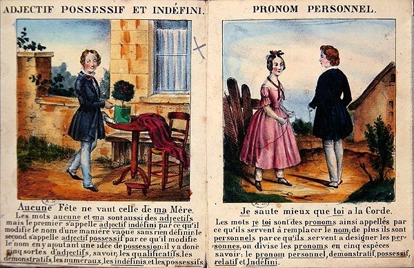 बच्चों के लिए व्याकरण की किताब। c.1850 (कलर लिथो) द्वारा फ्रेंच स्कूल
