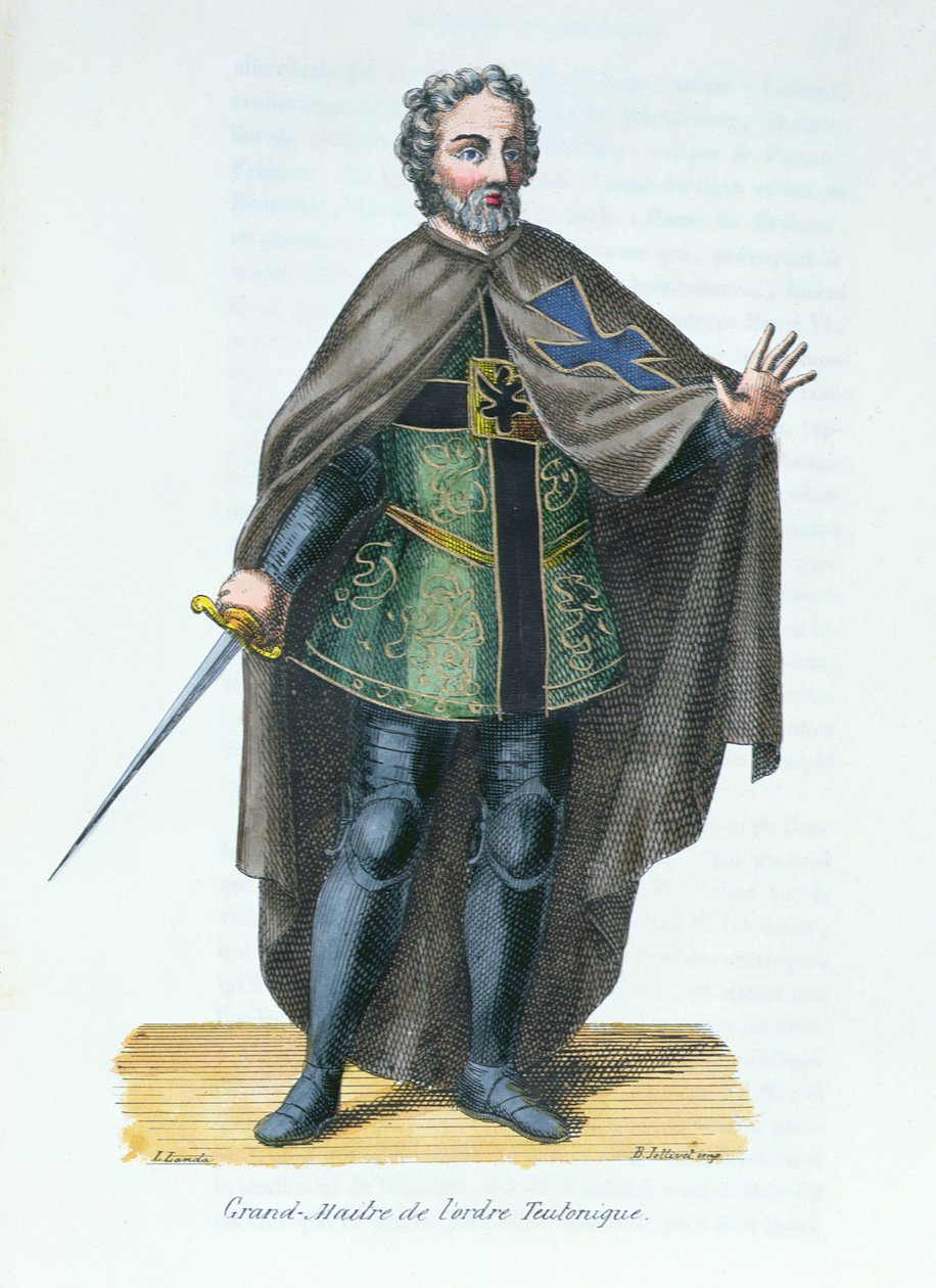 ट्युटोनिक ऑर्डर के ग्रैंड मास्टर, पियरे हेलियोट (1660-1716), 1842 के इतिहास और वेशभूषा से चित्रण द्वारा फ्रेंच स्कूल